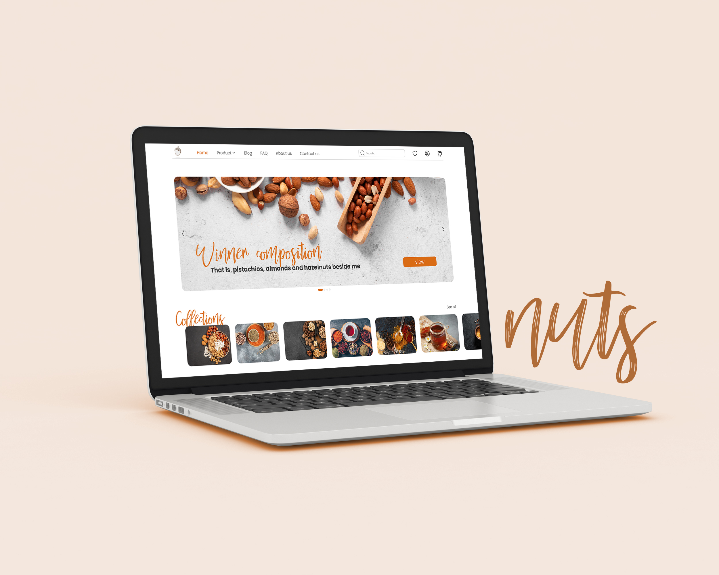 Laptop showing the Nuts Store website